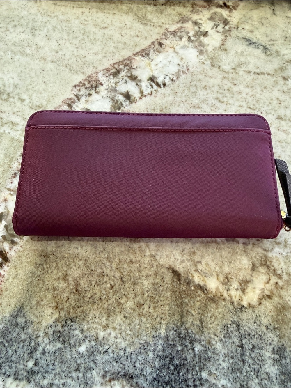 kate spade Plum Leather Zip Wallet with Gold Plaque - Picture 2 of 5